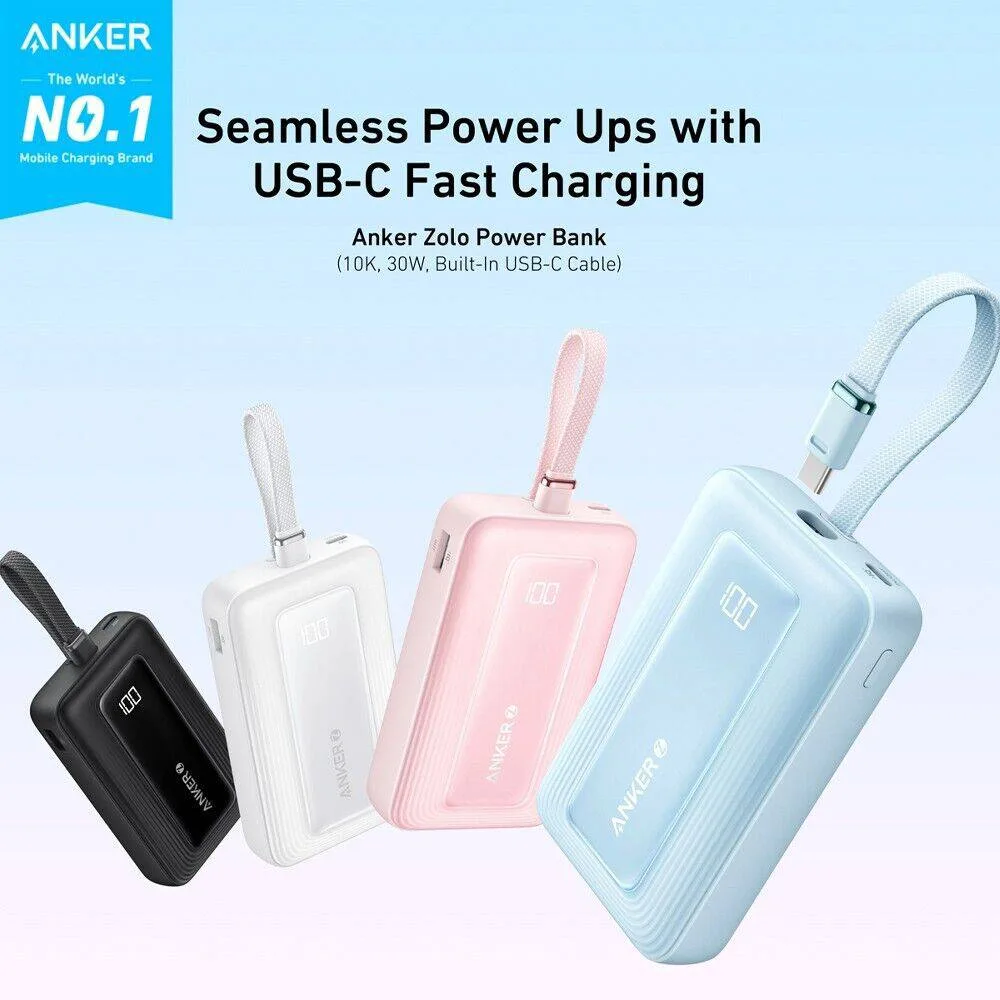 The Anker Zolo Power Bank (10K, 30W, Built-in USB-C Cable) - GEA