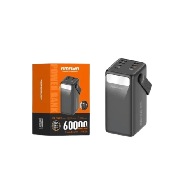 Amaya APB-F600L 60000mAh Power Bank Review – 22.5W Fast Charging with Torchlight