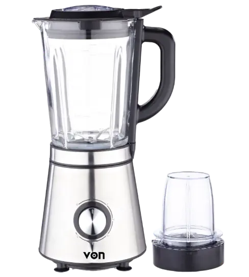 VON VBG601BLX Glass Jar Blender – Powerful 600W Blender with 1.7L Glass Jar & Grinder Function