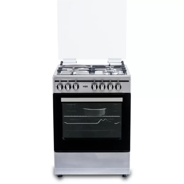 VON VCF653151FSY Freestanding Cooker – 3 Gas + 1 Electric Burners, 5 Oven Functions & Flame Failure Device
