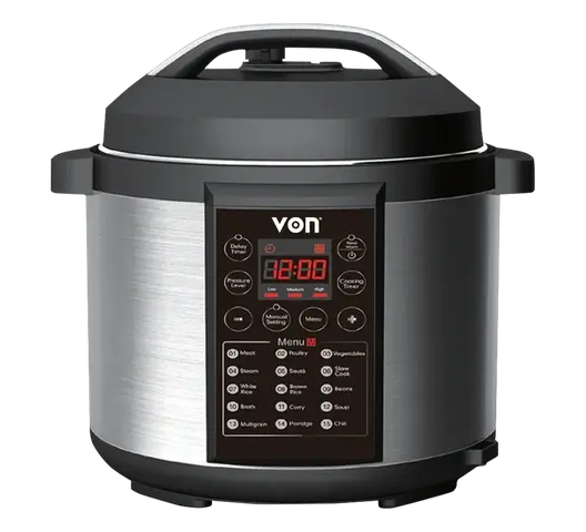VON VSCP60MMX Pressure Cooker – Powerful 1000W, 15-in-1 Multi-Function, 6L Capacity & Digital Display