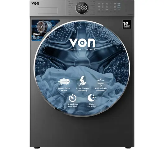 VON VWD-106FDDTX Front Load Washer/Dryer – Powerful 10/6KG Capacity, Direct Drive Inverter Motor & A+++ Energy Rating