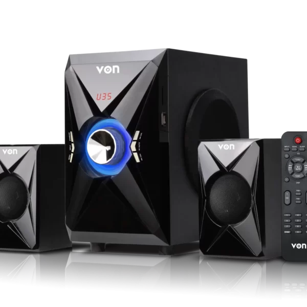 VON VSW0502BEK Subwoofer – Powerful 50W RMS 2.1CH Sound System with Bluetooth, Bass Extreme & USB Playback