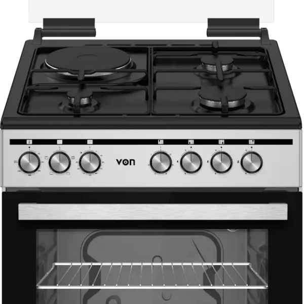 Von VCF663155NSY Freestanding Cooker – Powerful 3 Gas + 1 Electric Burners, Electric Oven & Glass Lid