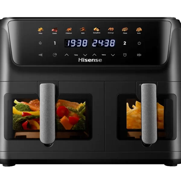 Hisense H11AFBK2S4 Dual Airfryer – Powerful 2700W, Dual Cooking Zones & 8 Preset Menus